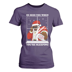 Funny Christmas Diddy T Shirt For Women He Sees You When Youre Sleeping Dirty Ugly Xmas TS10 Purple Print Your Wear