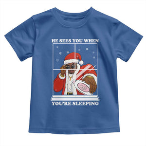 Funny Christmas Diddy Toddler T Shirt He Sees You When Youre Sleeping Dirty Ugly Xmas TS10 Royal Blue Print Your Wear