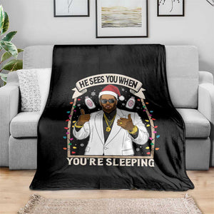 Funny Christmas Diddy Throw Blanket He Sees You When Youre Sleeping Dirty Xmas Lights TS10 Print Your Wear