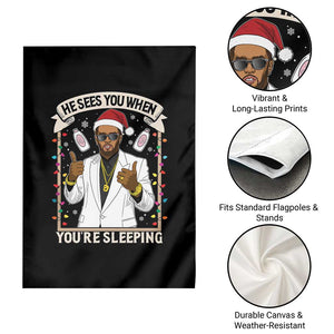 Funny Christmas Diddy Garden Flag He Sees You When Youre Sleeping Dirty Xmas Lights TS10 Print Your Wear