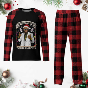 Funny Christmas Diddy Plaid Pajama Set He Sees You When Youre Sleeping Dirty Xmas Lights TS10 Buffalo Plaid Print Your Wear