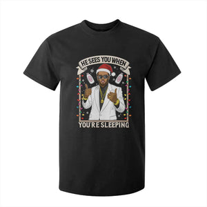 Funny Christmas Diddy T Shirt For Kid He Sees You When Youre Sleeping Dirty Xmas Lights TS10 Black Print Your Wear