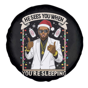 Funny Christmas Diddy Spare Tire Cover He Sees You When Youre Sleeping Dirty Xmas Lights TS10 Print Your Wear