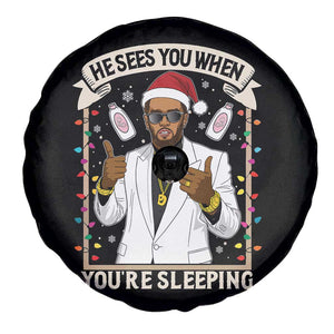 Funny Christmas Diddy Spare Tire Cover He Sees You When Youre Sleeping Dirty Xmas Lights TS10 Print Your Wear