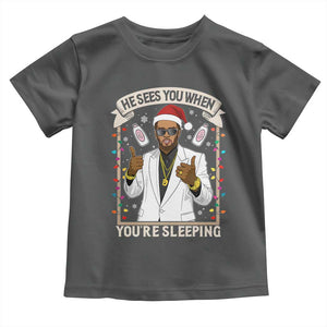 Funny Christmas Diddy Toddler T Shirt He Sees You When Youre Sleeping Dirty Xmas Lights TS10 Dark Heather Print Your Wear