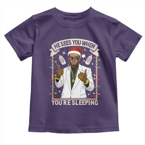Funny Christmas Diddy Toddler T Shirt He Sees You When Youre Sleeping Dirty Xmas Lights TS10 Purple Print Your Wear