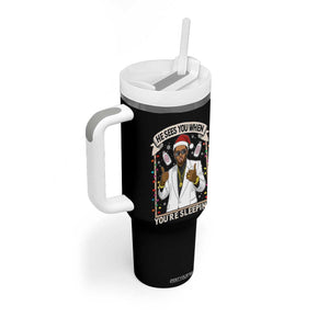 Funny Christmas Diddy Tumbler With Handle He Sees You When Youre Sleeping Dirty Xmas Lights TS10 Print Your Wear