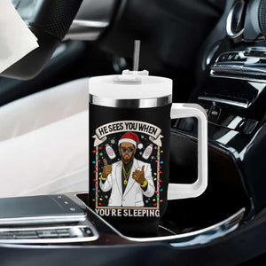 Funny Christmas Diddy Tumbler With Handle He Sees You When Youre Sleeping Dirty Xmas Lights TS10 Print Your Wear