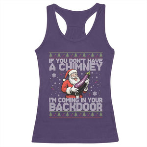 Funny Inappropriate Christmas Racerback Tank Top Santa If You Dont Have A Chimney Im Coming In Your Backdoor TS10 Purple Print Your Wear