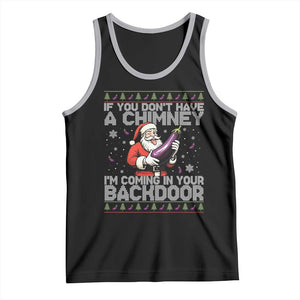 Funny Inappropriate Christmas Tank Top Santa If You Dont Have A Chimney Im Coming In Your Backdoor TS10 Black Athletic Heather Print Your Wear
