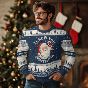 I Know You Didnt Floss Ugly Christmas Sweater Funny Dentist Christmas Santa Dental Hygiene TS10 Navy Beige Print Your Wear
