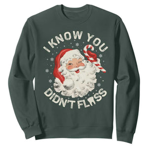 I Know You Didnt Floss Sweatshirt Funny Dentist Christmas Santa Dental Hygiene TS10 Dark Forest Green Print Your Wear