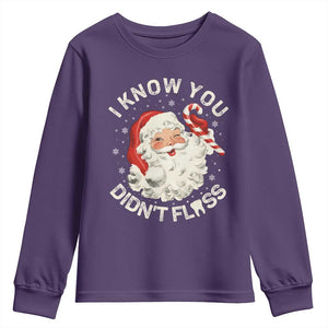 I Know You Didnt Floss Youth Sweatshirt Funny Dentist Christmas Santa Dental Hygiene TS10 Purple Print Your Wear