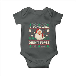 I Know You Didnt Floss Dentist Ugly Christmas Baby Onesie Funny Santa Dental Hygiene TS10 Dark Heather Print Your Wear
