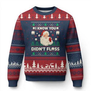 I Know You Didnt Floss Dentist Ugly Xmas Ugly Christmas Sweater Funny Santa Dental Hygiene TS10 Navy Red Print Your Wear
