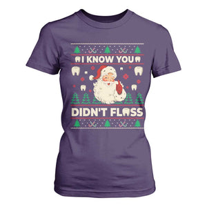I Know You Didnt Floss Dentist Ugly Christmas T Shirt For Women Funny Santa Dental Hygiene TS10 Purple Print Your Wear