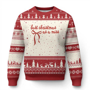 Last Christmas As A Miss Ugly Christmas Sweater Bride To Be Future Mrs Xmas Engaged Gift TS10 Beige Red Print Your Wear