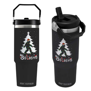Bigfoot Christmas Flip Straw Tumbler Santa Bigfoot Xmas Tree Funny Sasquatch Yeti TS10 One Size: 30 oz Black Print Your Wear