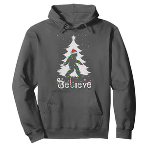 Bigfoot Christmas Hoodie Santa Bigfoot Xmas Tree Funny Sasquatch Yeti TS10 Dark Heather Print Your Wear