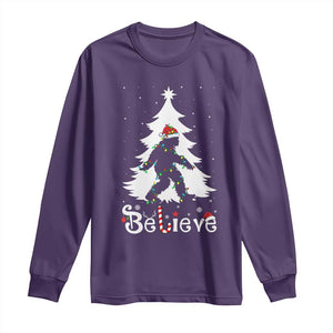 Bigfoot Christmas Long Sleeve Shirt Santa Bigfoot Xmas Tree Funny Sasquatch Yeti TS10 Purple Print Your Wear