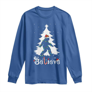 Bigfoot Christmas Long Sleeve Shirt Santa Bigfoot Xmas Tree Funny Sasquatch Yeti TS10 Royal Blue Print Your Wear