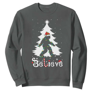 Bigfoot Christmas Sweatshirt Santa Bigfoot Xmas Tree Funny Sasquatch Yeti TS10 Dark Heather Print Your Wear