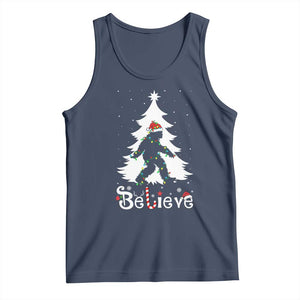 Bigfoot Christmas Tank Top Santa Bigfoot Xmas Tree Funny Sasquatch Yeti TS10 Navy Print Your Wear