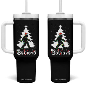Bigfoot Christmas Tumbler With Handle Santa Bigfoot Xmas Tree Funny Sasquatch Yeti TS10 One Size: 40 oz Black Print Your Wear