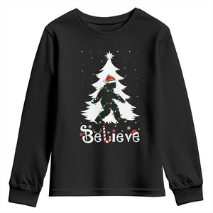 Bigfoot Christmas Youth Sweatshirt Santa Bigfoot Xmas Tree Funny Sasquatch Yeti TS10 Black Print Your Wear