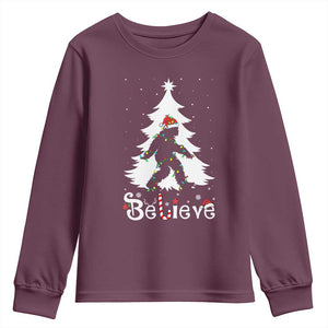 Bigfoot Christmas Youth Sweatshirt Santa Bigfoot Xmas Tree Funny Sasquatch Yeti TS10 Maroon Print Your Wear