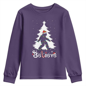 Bigfoot Christmas Youth Sweatshirt Santa Bigfoot Xmas Tree Funny Sasquatch Yeti TS10 Purple Print Your Wear