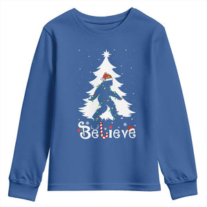 Bigfoot Christmas Youth Sweatshirt Santa Bigfoot Xmas Tree Funny Sasquatch Yeti TS10 Royal Blue Print Your Wear