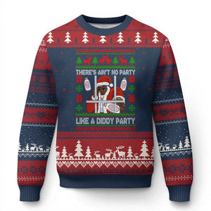 Funny Xmas Diddy Ugly Christmas Sweater Aint No Party Like A Diddy Party Baby Oil Dirty Ugly Xmas TS10 Navy Red Print Your Wear