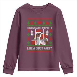 Funny Christmas Diddy Youth Sweatshirt Aint No Party Like A Diddy Party Baby Oil Dirty Ugly Xmas TS10 Maroon Print Your Wear