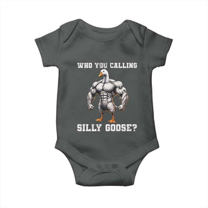 Who You Calling Silly Goose Funny Gym Meme Baby Onesie TS10 Dark Heather Print Your Wear