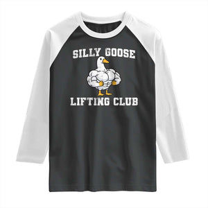 Silly Goose Lifting Club Raglan Shirt Funny Gym Meme TS10 Black White Print Your Wear