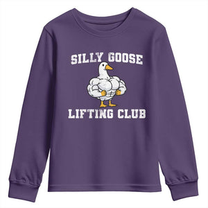 Silly Goose Lifting Club Youth Sweatshirt Funny Gym Meme TS10 Purple Print Your Wear
