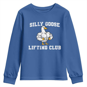 Silly Goose Lifting Club Youth Sweatshirt Funny Gym Meme TS10 Royal Blue Print Your Wear