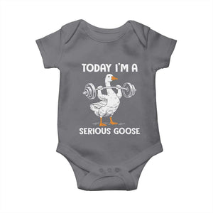 Funny Goose Weight Lifting Baby Onesie Today Im A Serious Goose Weightlifter Gym Workout TS10 Charcoal Print Your Wear