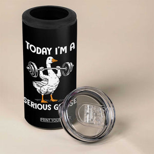 Funny Goose Weight Lifting 4 in 1 Can Cooler Tumbler Today Im A Serious Goose Weightlifter Gym Workout TS10 Print Your Wear