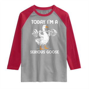 Funny Goose Weight Lifting Raglan Shirt Today Im A Serious Goose Weightlifter Gym Workout TS10 Sport Gray Red Print Your Wear