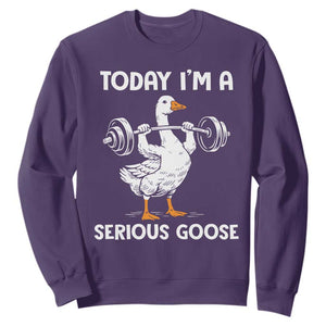Funny Goose Weight Lifting Sweatshirt Today Im A Serious Goose Weightlifter Gym Workout TS10 Purple Print Your Wear