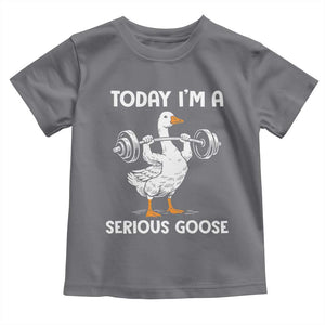 Funny Goose Weight Lifting Toddler T Shirt Today Im A Serious Goose Weightlifter Gym Workout TS10 Charcoal Print Your Wear