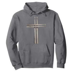 Christian Drummer Hoodie Drumstick Cross Rock Music Lover Gift - Print Your Wear