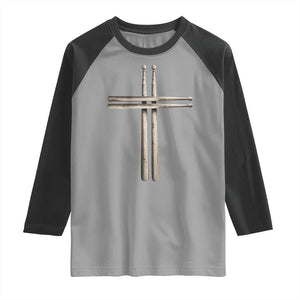 Christian Drummer Raglan Shirt Drumstick Cross Rock Music Lover Gift TS10 Sport Gray Black Print Your Wear