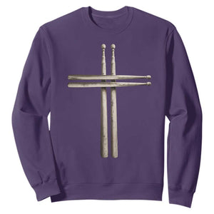 Christian Drummer Sweatshirt Drumstick Cross Rock Music Lover Gift TS10 Purple Print Your Wear