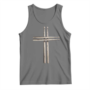Christian Drummer Tank Top Drumstick Cross Rock Music Lover Gift TS10 Black Heather Print Your Wear