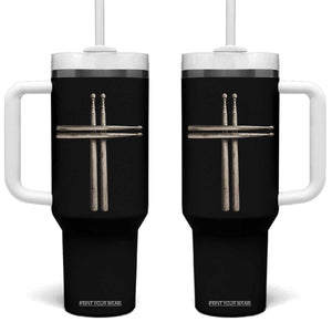 Christian Drummer Tumbler With Handle Drumstick Cross Rock Music Lover Gift TS10 One Size: 40 oz Black Print Your Wear