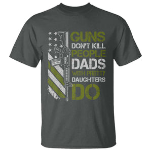 Funny Girl Dad T Shirt Guns Dont Kill People Dads with Pretty Daughters Do US Flag TS10 Dark Heather Print Your Wear