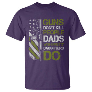 Funny Girl Dad T Shirt Guns Dont Kill People Dads with Pretty Daughters Do US Flag TS10 Purple Print Your Wear